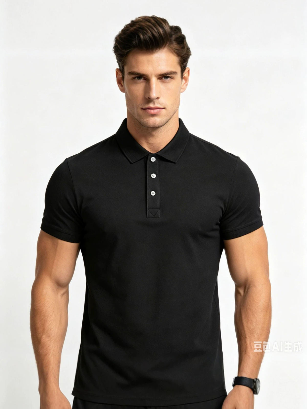 Short-sleeve Stretchy Slim-fit Quick-dry Shirt Fitness Trainers Lapel T-shirt