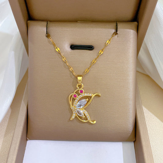 Zircon Butterfly Light-Luxury Fashion Necklace For Women