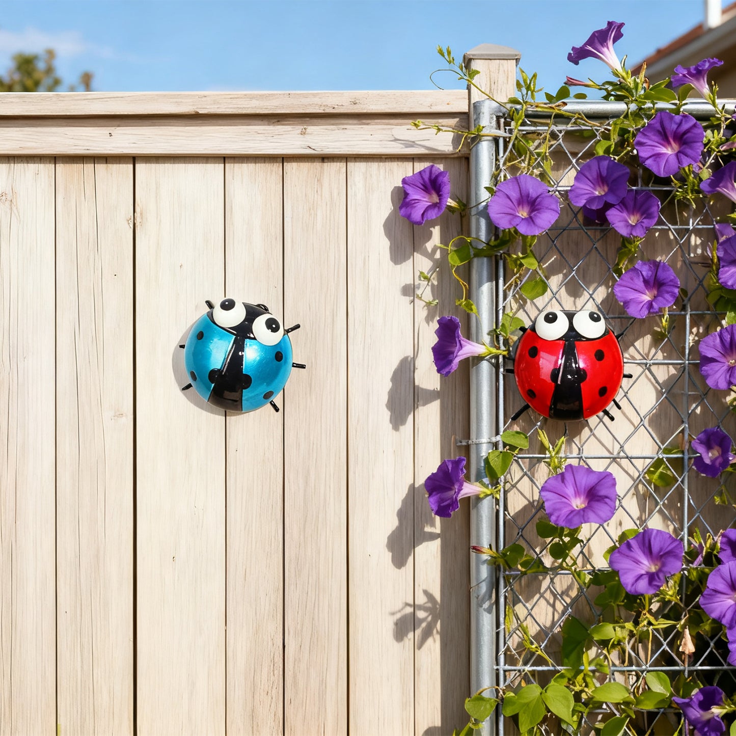 Wrought Iron Beetle And Ladybug Wall Decor For Outdoor Courtyards And Balconies