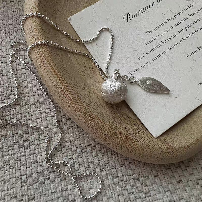 1pc 999 Sterling Silver Matte Planet & Waterdrop Double Pendant Necklace, Minimalist Sweet Style, Perfect For Daily Wear & Valentine's Gifts