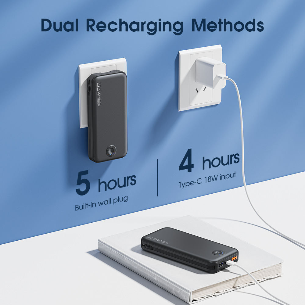 Plug-in Power Bank With Fast Charging And Cable