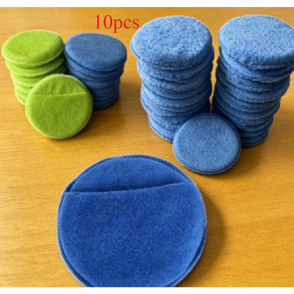 10-Piece Hand Polishing Sponge Set—Lint-Free In Green, Blue, And Royal Blue; Sizes: 12.5 Cm, 5 Inches, 6 Inches; For Surface Polishing And Hand Tools