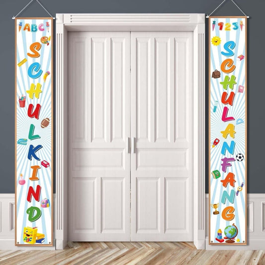 First Day Of School Door Banner—“All The Best For The Start Of School” Banner, 180x30cm—School Start, Welcome, Porch Sign, Schoolchild, Back-to-School Decor For The First Day Of School—White