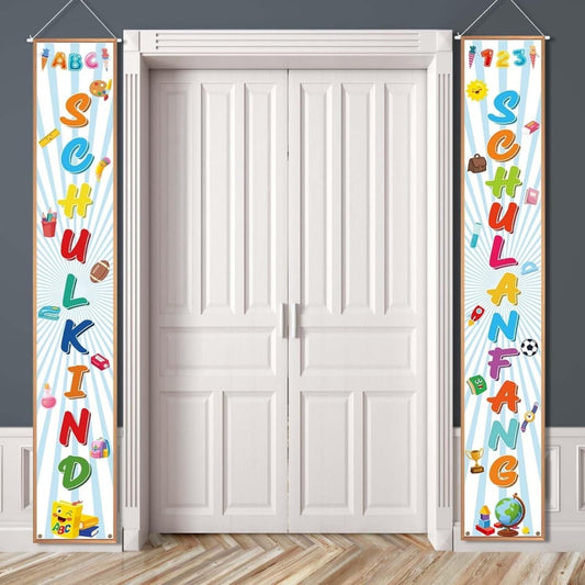 First Day Of School Door Banner—“All The Best For The Start Of School” Banner, 180x30cm—School Start, Welcome, Porch Sign, Schoolchild, Back-to-School Decor For The First Day Of School—White