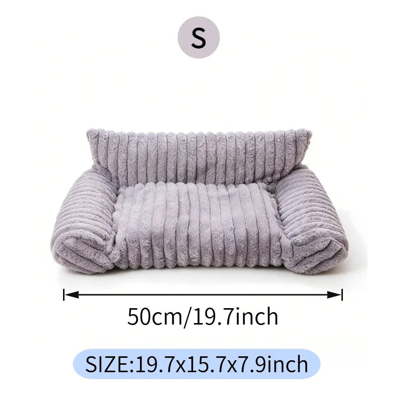 Cute Cat Couch For Pets - Fluffy Cat Beds With Premium Soft Corduroy Fleece, Fuzzy Cats Beds For Indoor Cats With Removable Washable Cover, Supportive Pet Sofa