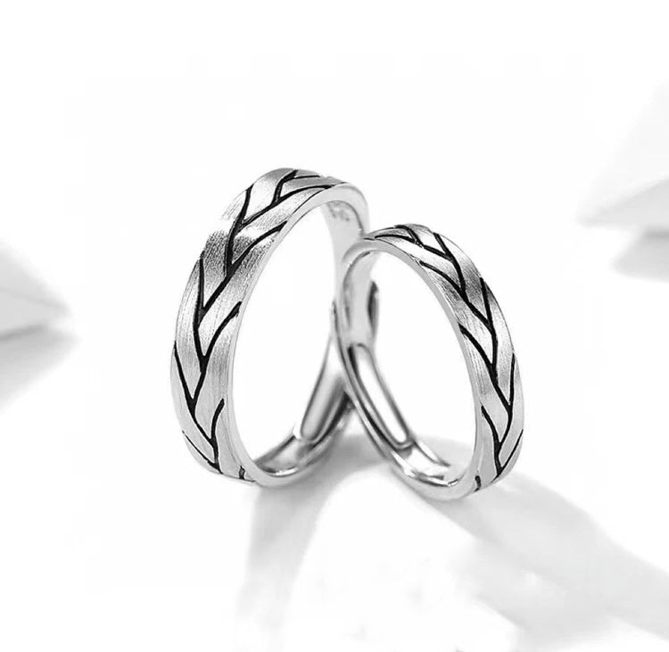 Set Of 2 990 Sterling Silver Vintage Engraved Promise Rings, Elegant Sentimental Style, Ideal For Anniversaries & Wedding Gifts