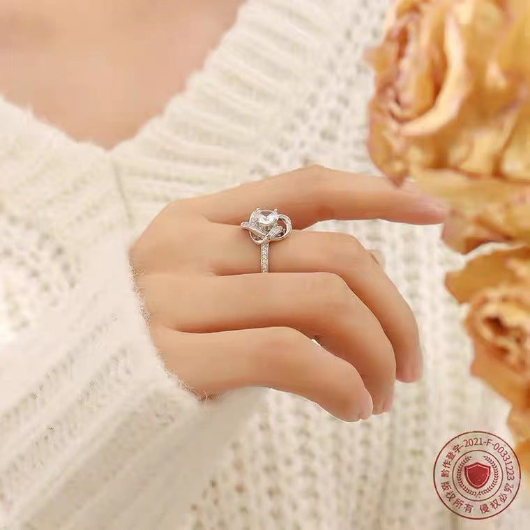 Japanese And Korean Fashion Elegant Four-leaf Clover Ring For Women Amazon Hot-selling Zirconium Lucky Herb Finger Ring Ring
