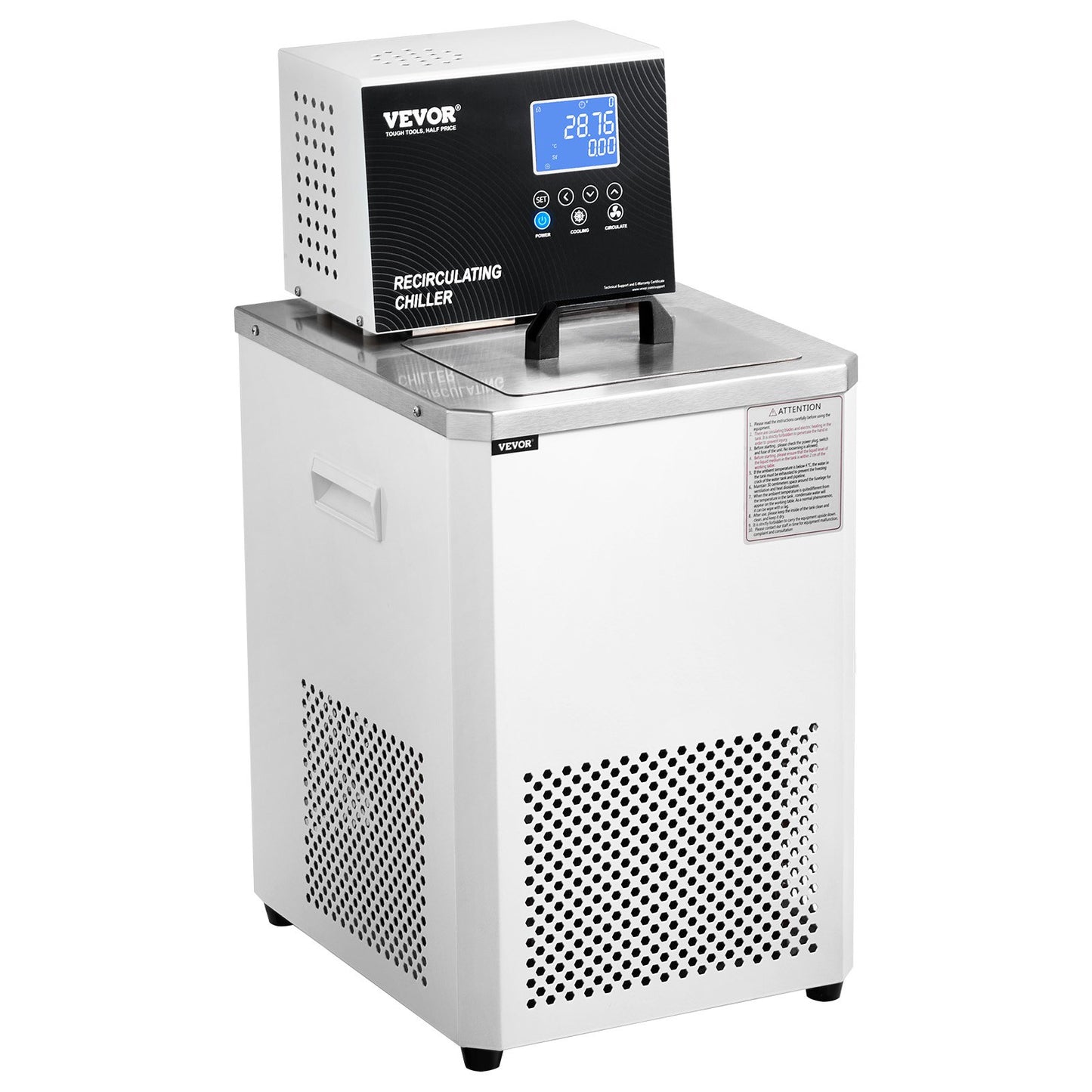Laboratory Chiller Circulator, 6L Chiller Lab Low Temperature Cooling Liquid, -4°F-212°F Circulator Pump Chiller, LCD Display, 304 Stainless Steel Water Bath Recirculating Water Cooling Chiller