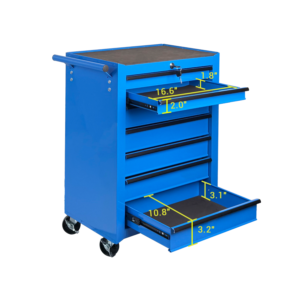 7-Drawer Rolling Tool Storage Cabinet With Detachable Top Tool Box, Universal Lockable Wheels, Adjustable Shelf, Locking Mechanism, Metal Tool Cart For Garage Workshop,Twilight Sea Blue