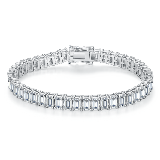 S925 Sterling Silver 5x3mm Baguette Cut Moissanite Tennis Bracelet D Color VVS1 16-18-20cm GRA Certified Platinum Plated Gift Box