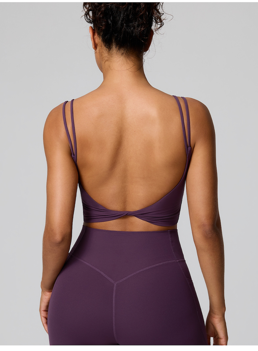 Sling Yoga Top With Open Back, Shockproof Sports Bra For Running, Fitness And Workout