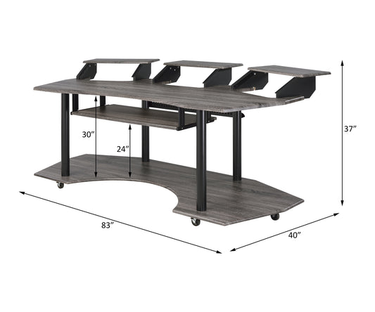 83  Eleazar Black Oak Finish Music Recording Studio Desk