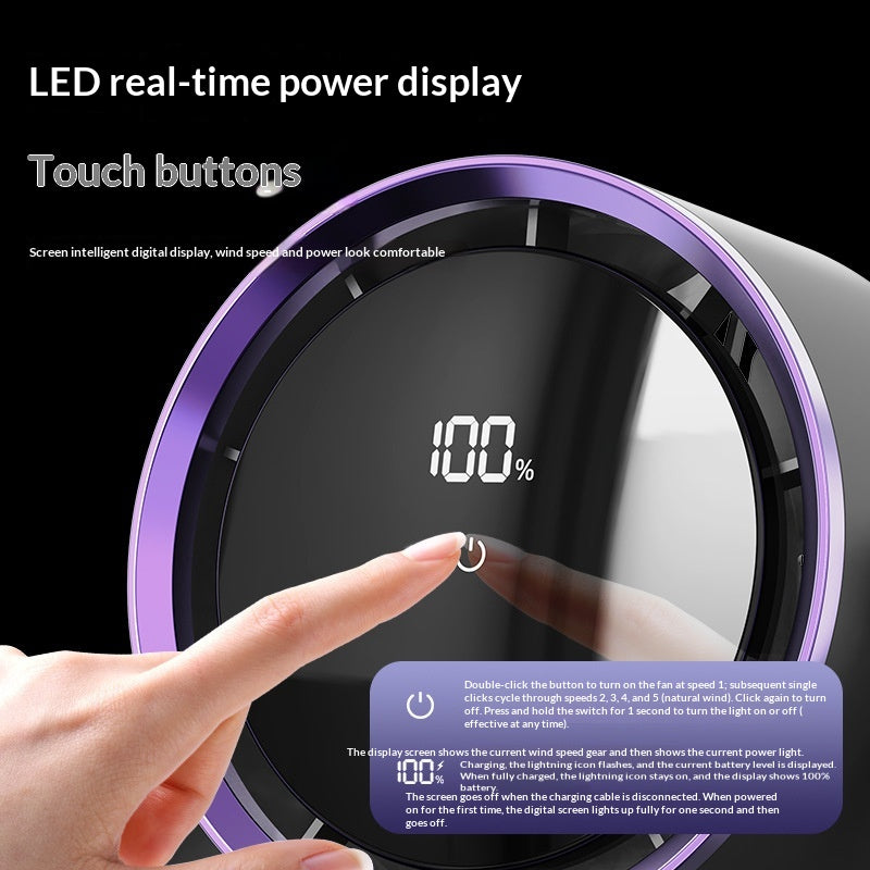 Mini USB Desk Fan With Dormitory Table Lamp And Digital Display