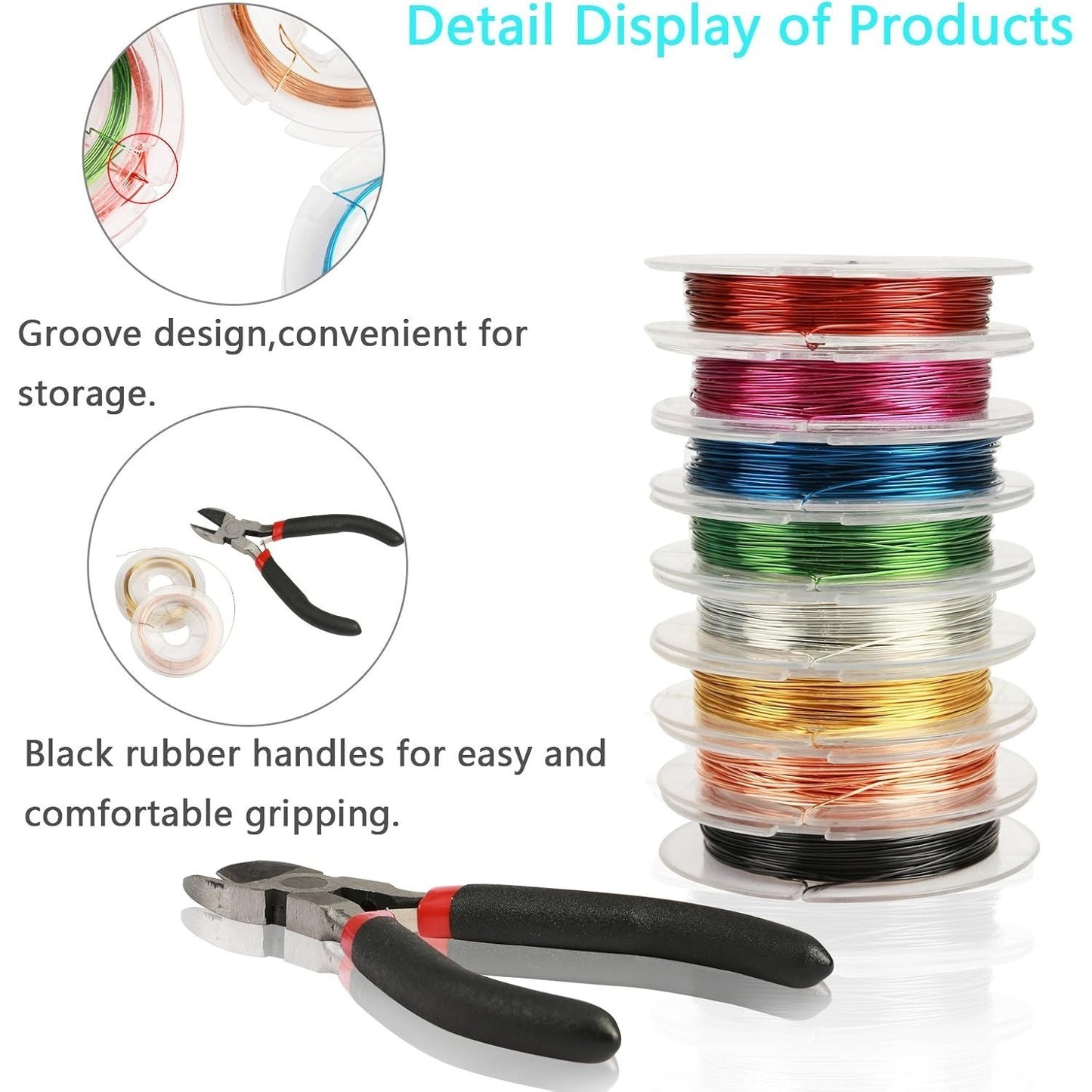 0.4mm Jewelry Wire Set With 6 Colorful Copper Wires & Pliers – DIY Craft Set For Jewelry Making And Creative Projects – Craft Supplies