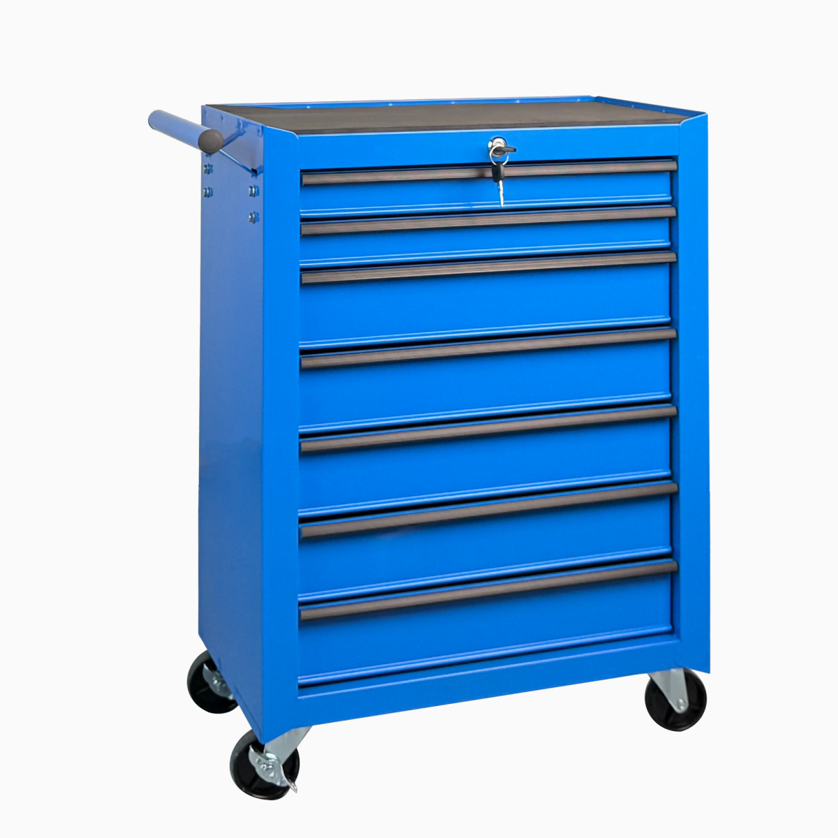 7-Drawer Rolling Tool Storage Cabinet With Detachable Top Tool Box, Universal Lockable Wheels, Adjustable Shelf, Locking Mechanism, Metal Tool Cart For Garage Workshop,Twilight Sea Blue