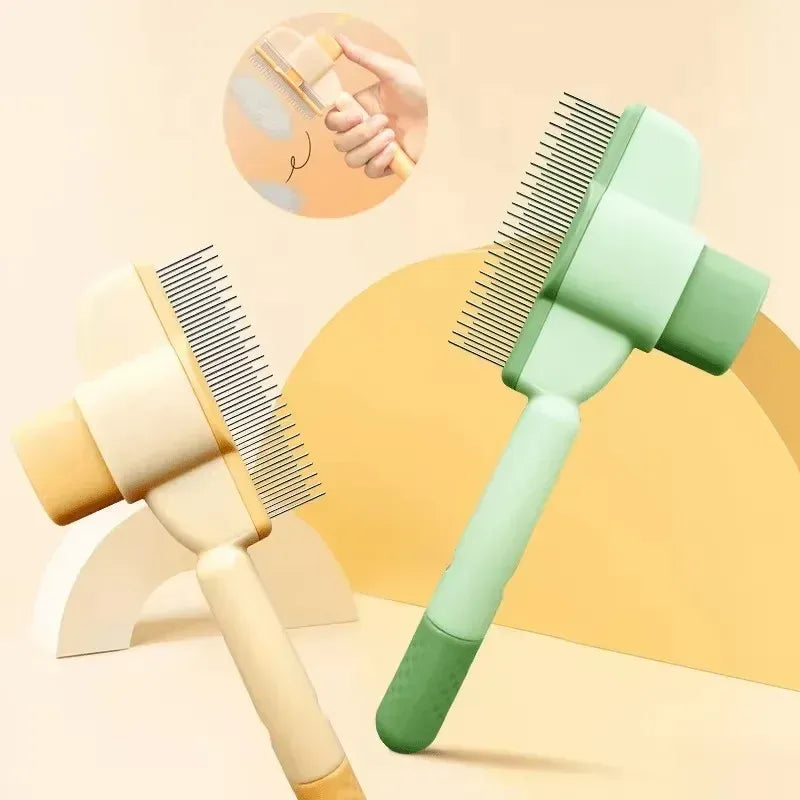 Pet Grooming Brush One-Click Hair Removal Gentle On Skin Pet Anti-Mite Hair Cleaning Brush Pressure Grooming Brush For Dogs