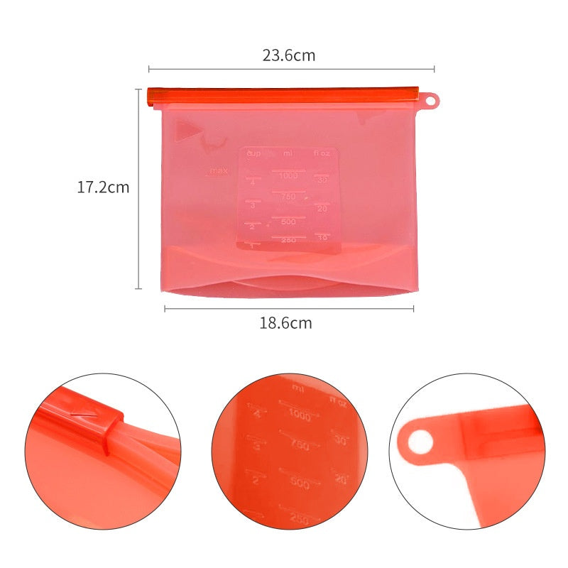 Silicone Fresh-Keeping Bags Food-Grade Sealed Bags Household Container Kitchen Food Storage Bags