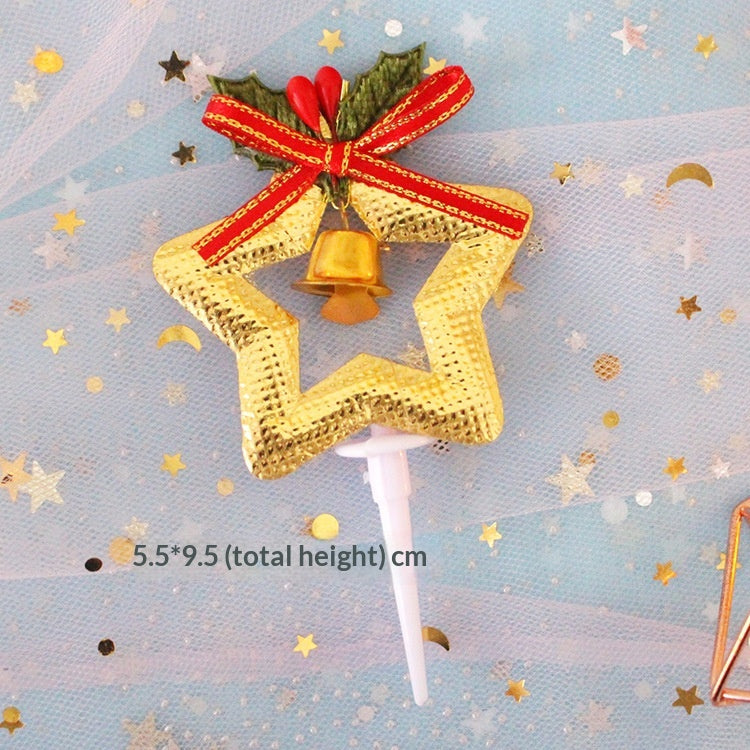 Christmas Cake Decoration Grass Ring Leaf Insert Christmas Dessert Table Decor Item