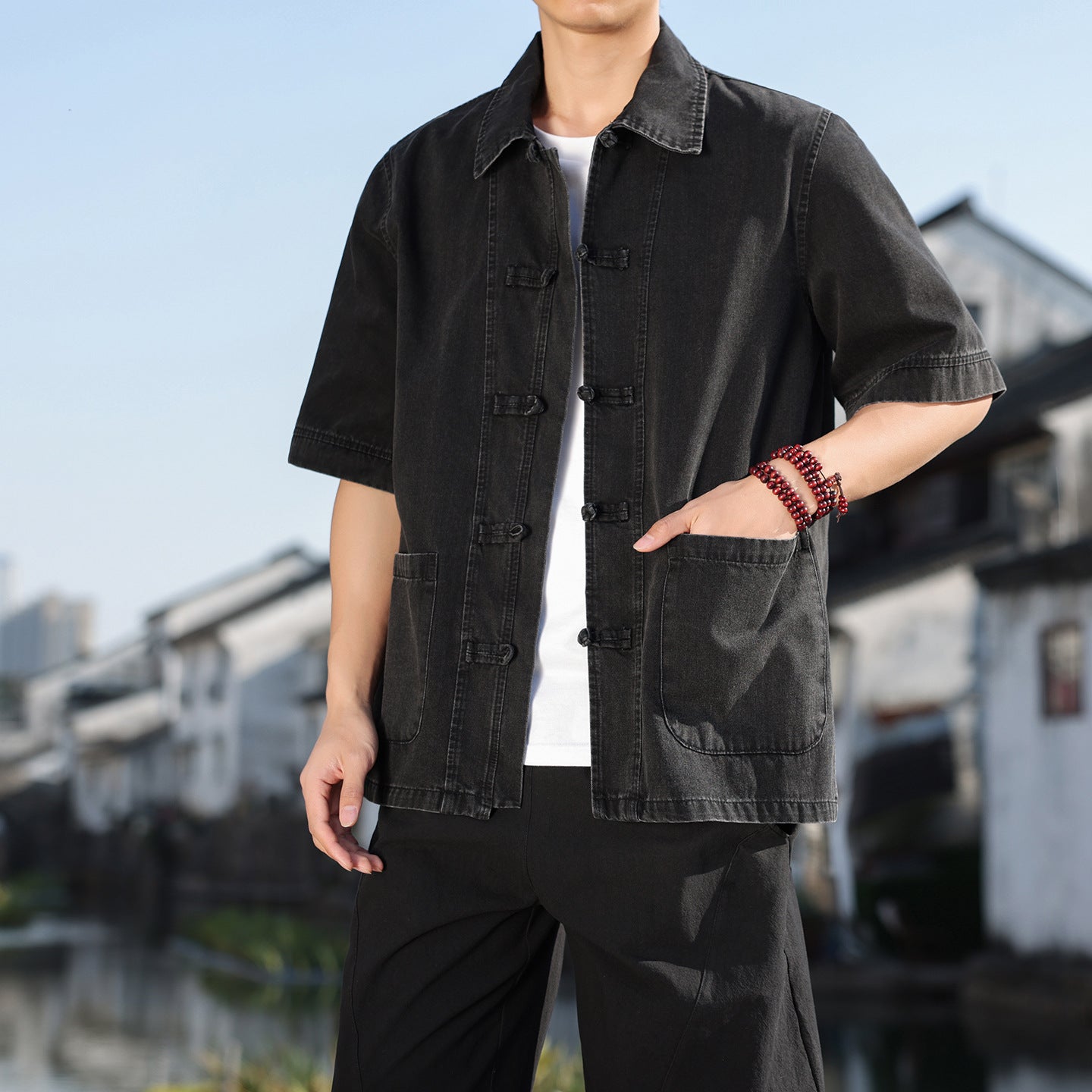 Chinese-style Mens Casual Loose-fit Large-size Vintage Fashion