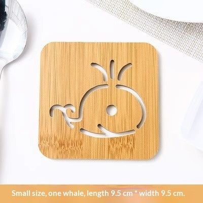 Wooden Coaster Hollow-out Cartoon Design Heat-insulating Mat For The Kitchen