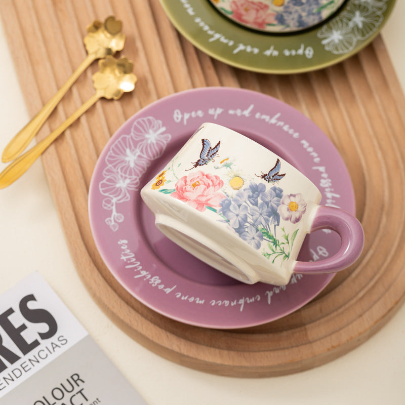 Butterfly Coffee Cup And Saucer Gift Set Ceramic Mug