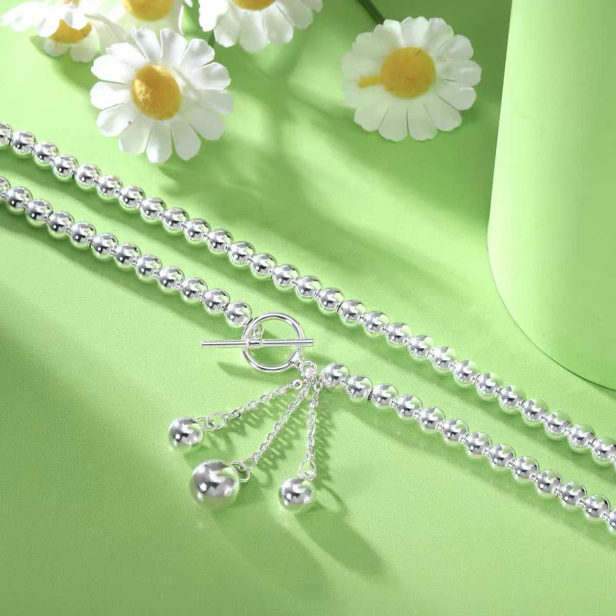1pcs 925 Sterling Silver Beaded OT Clasp Tassel Necklace, Minimalist  Style, For Daily Casual Wear & Women Holiday Gifts