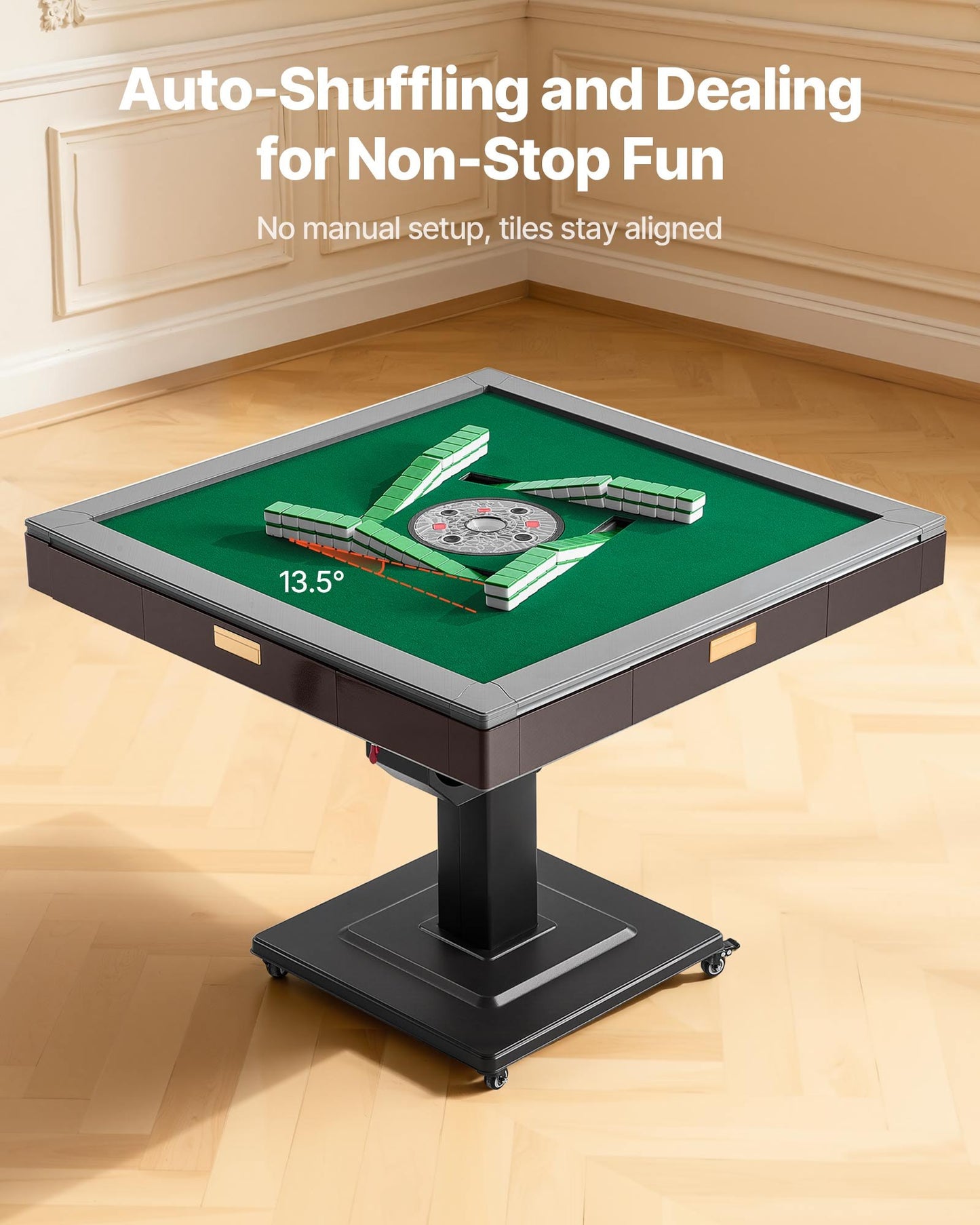 Automatic Mahjong Table With Wheels, 2 Sets Of 40 Mm Tiles (164 Pcs), Roller Coaster Style Mahjong-Table, Foldable And Automatic Shuffler, For Home, Outdoor Leisure & Gifts For Mahjong Players