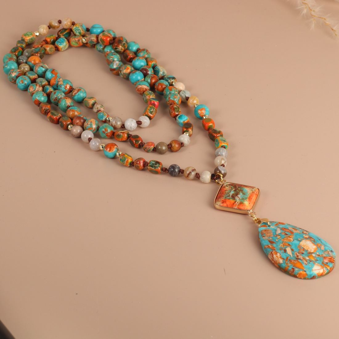 Water Drop Pendant Tassel Necklace Yoga