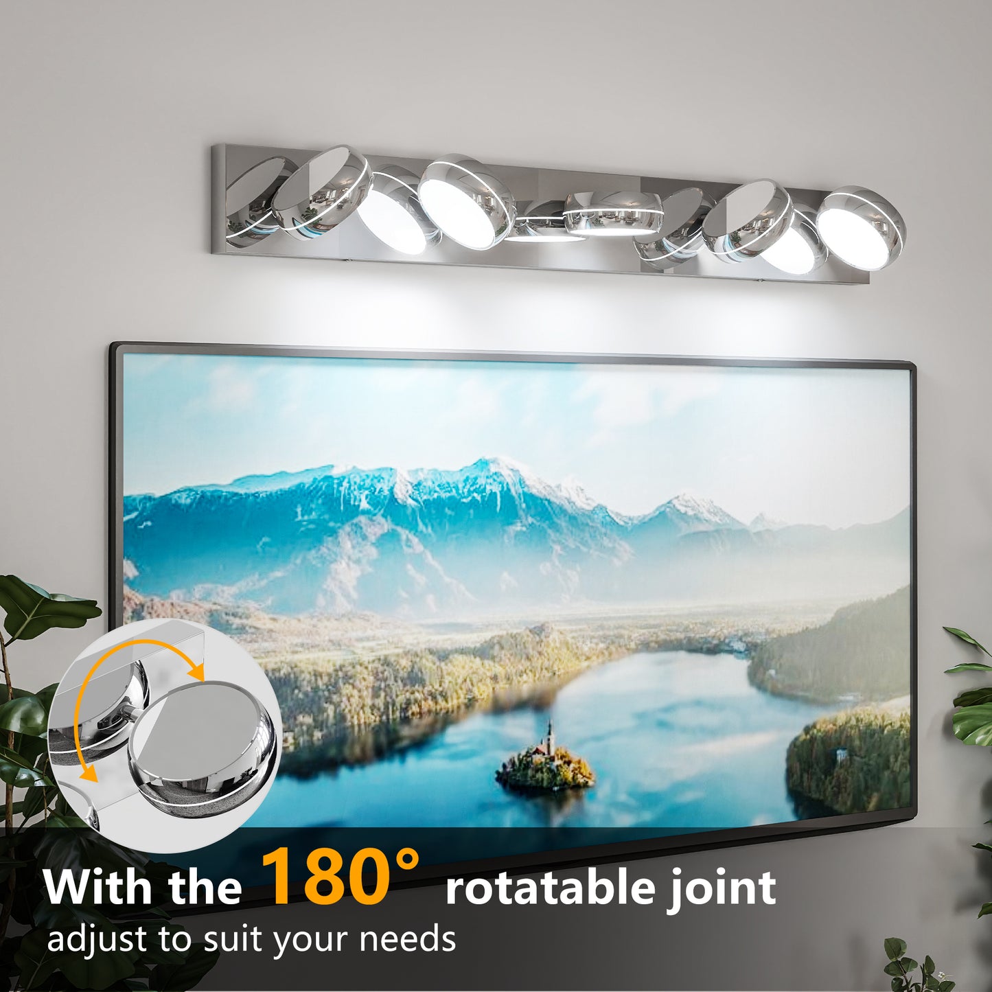 LED Vanity Lights 35in Bathroom Lights Fixtures Over Mirror 5 Light LED Lighting Fixture For Bathroom 18W Mirror Lighting Fixture Modern Bath Light Bar Chrome Bath