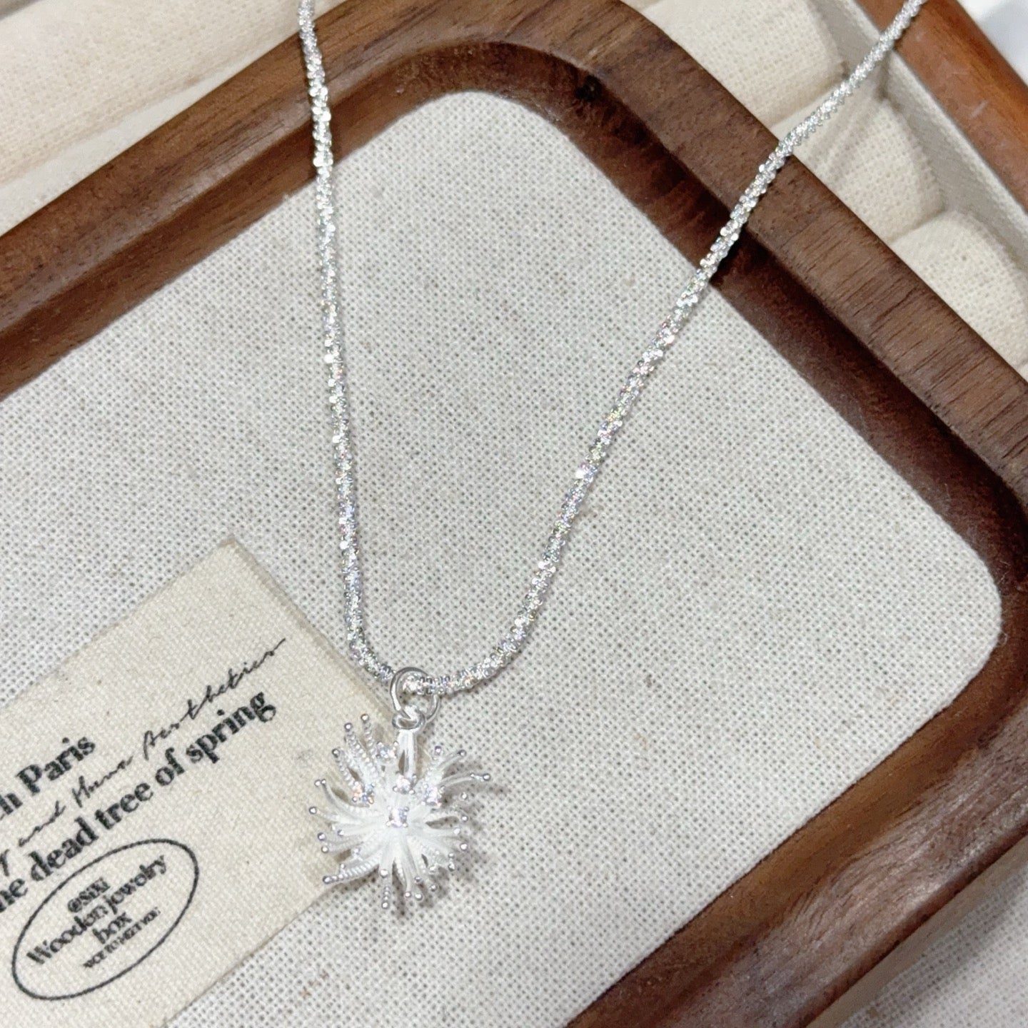 1pcs 999 Sterling Silver Sparkle Fireworks Necklace, Minimalist Chic Style, For Daily Office Wear & Casual Outfits