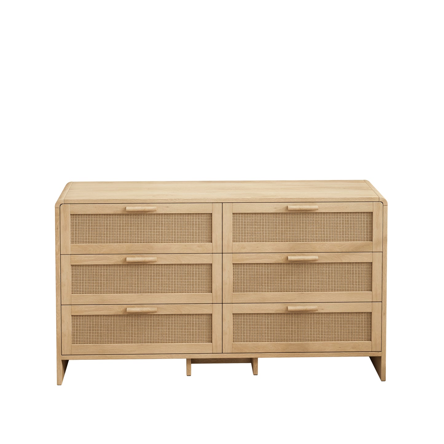 130CM  Shaped Corner Rattan Cabinet, 6-Drawers Rattan Storage Cabinet Rattan Drawer, For Living Room Bedroom,and Kitchen, Natural
