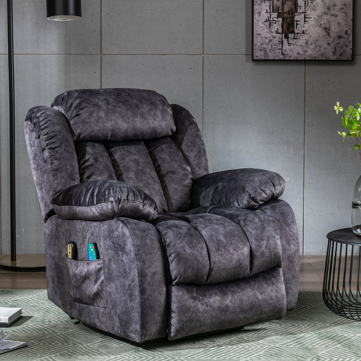 Power Massage Lift Recliner Chair With Heat & Vibration For Elderly, Heavy Duty And Safety Motion Reclining Mechanism - Antiskid Fabric Sofa Contempoary Overstuffed Design