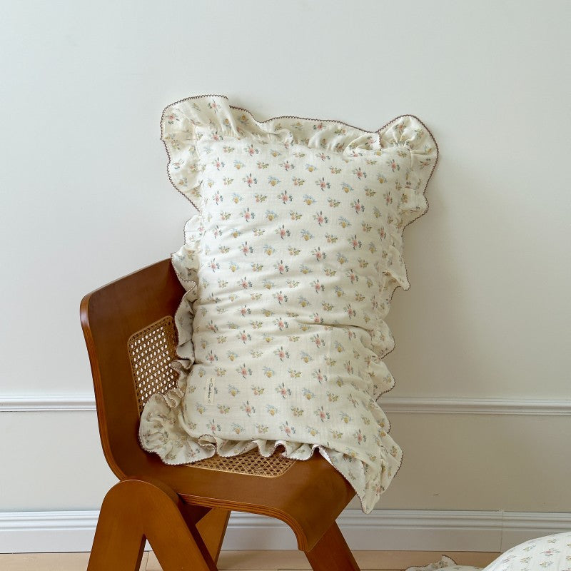 Korean-style Floral Cotton Gauze Pillowcase