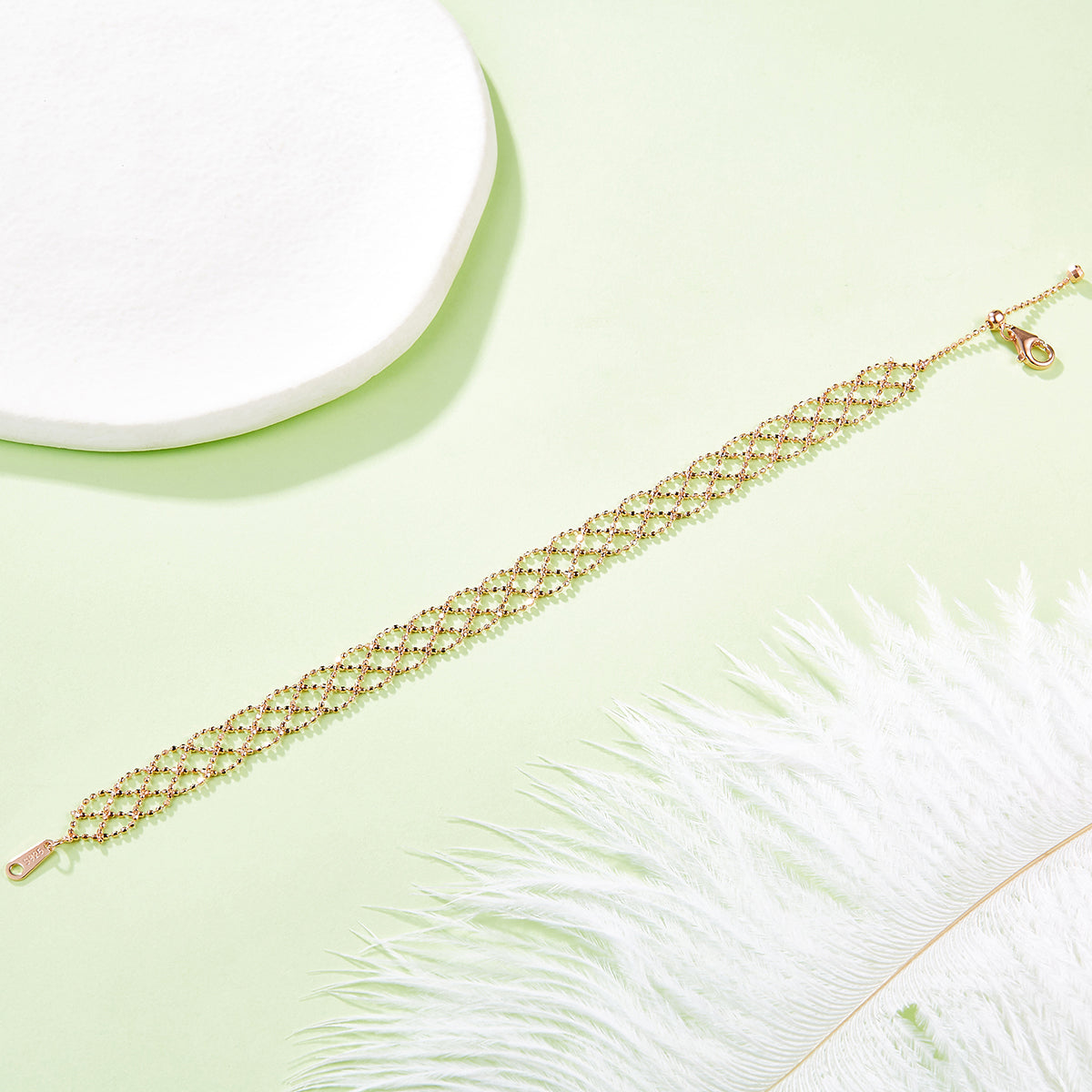 S925 Sterling Silver Hollow Mesh Bracelet 2.2g Lightweight 18.5cm Adjustable 8.0mm Width 3 Colors Platinum Gold Rose Gold Plated Gift Box