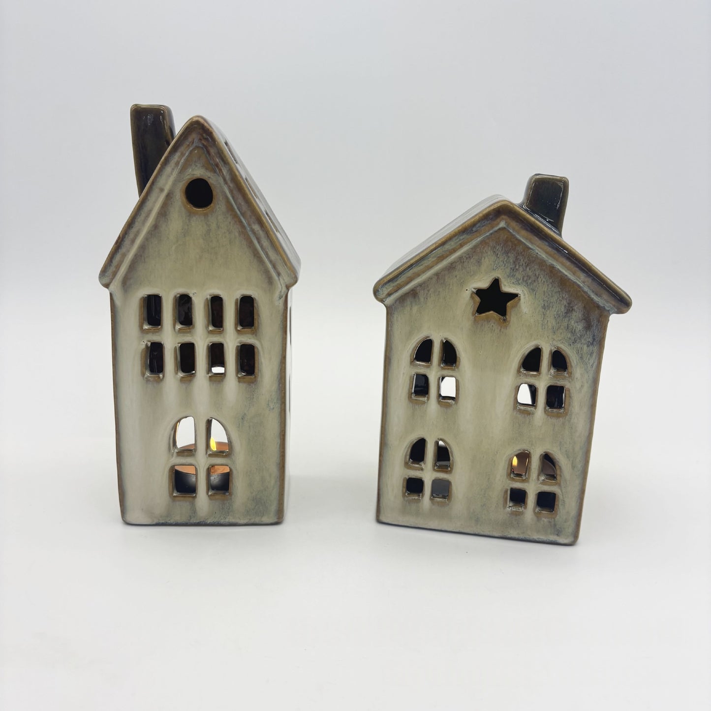 European-style Christmas House Tea Light Ceramic Ornament