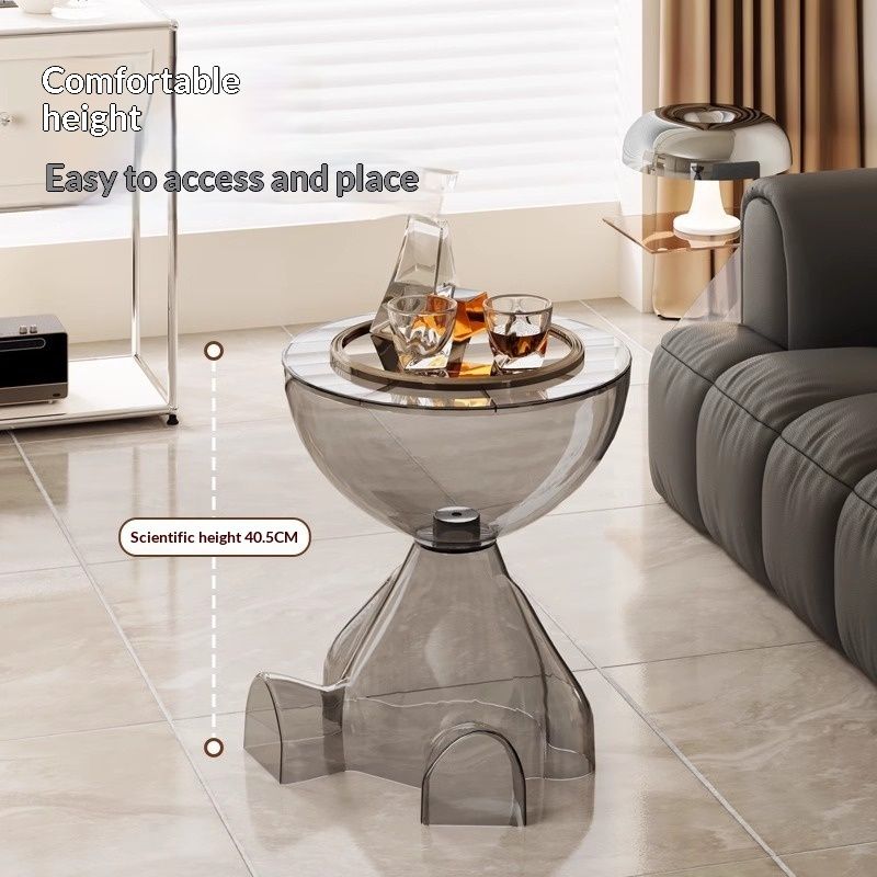 Transparent Floor-to-ceiling Teddy Bear Sofa Living Room Mobile Bedside Table Small Internet-famous Coffee Table
