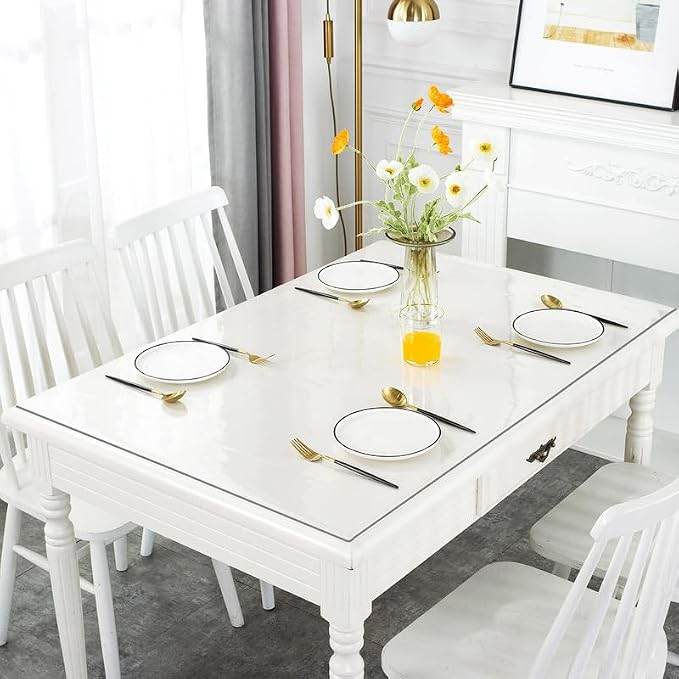 1.5mm Thick Clear Table Cover Protector Table Cover Rectangle PVC Clear Table Protector Desk Protector Mat For Dining Room Table.