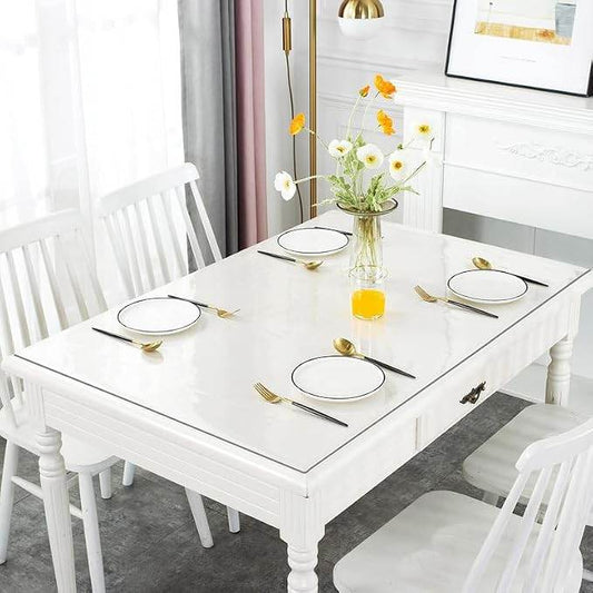 1.5mm Thick Clear Table Cover Protector Table Cover Rectangle PVC Clear Table Protector Desk Protector Mat For Dining Room Table.