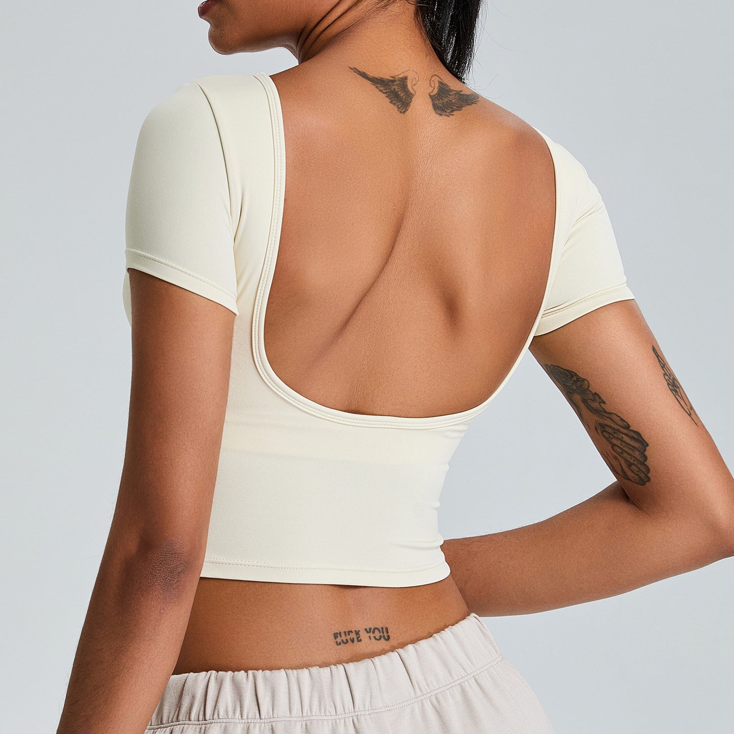Sexy Beauty Back Yoga Clothes Short Sleeve Tight Quick-drying Exercise T-shirt