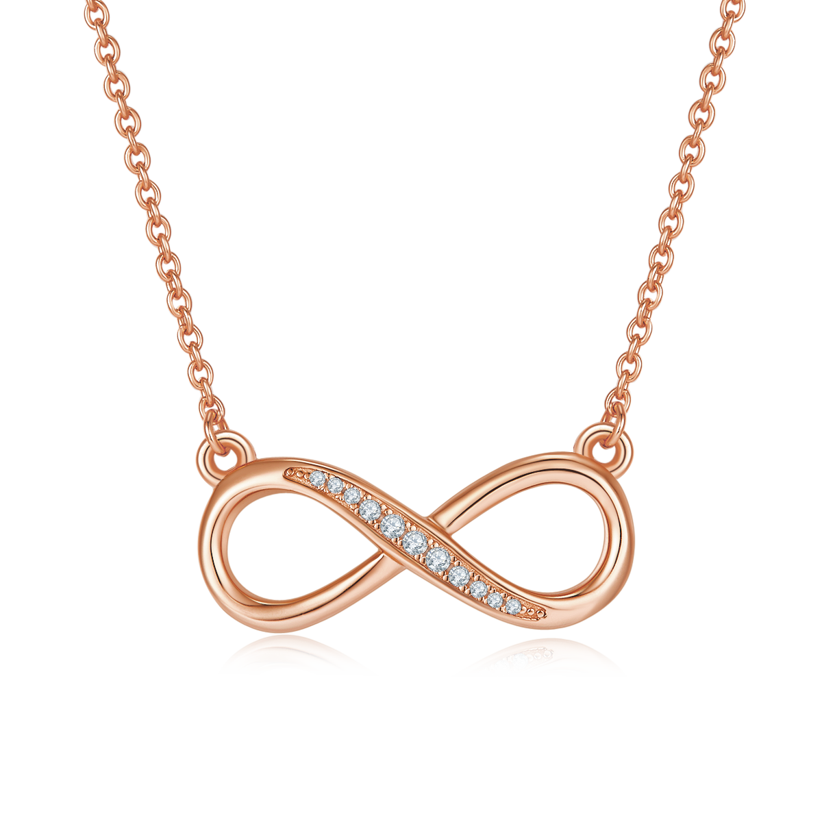 3.2g S925 Sterling Silver 11 Stone Moissanite Infinity Necklace 45cm  Half Pave Pendant With GRA, Platinum Plated Romantic Jewelry Gift Box Set For Women