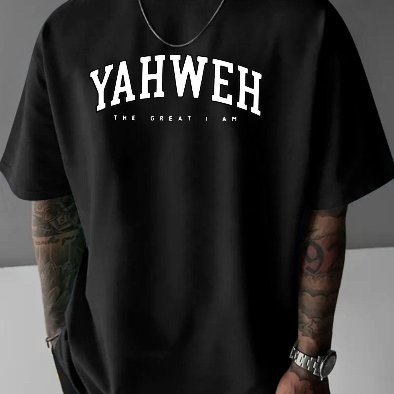 Mens Letter-print Fashion Casual Sporty Loose-fitting Crew-neck Short-sleeve