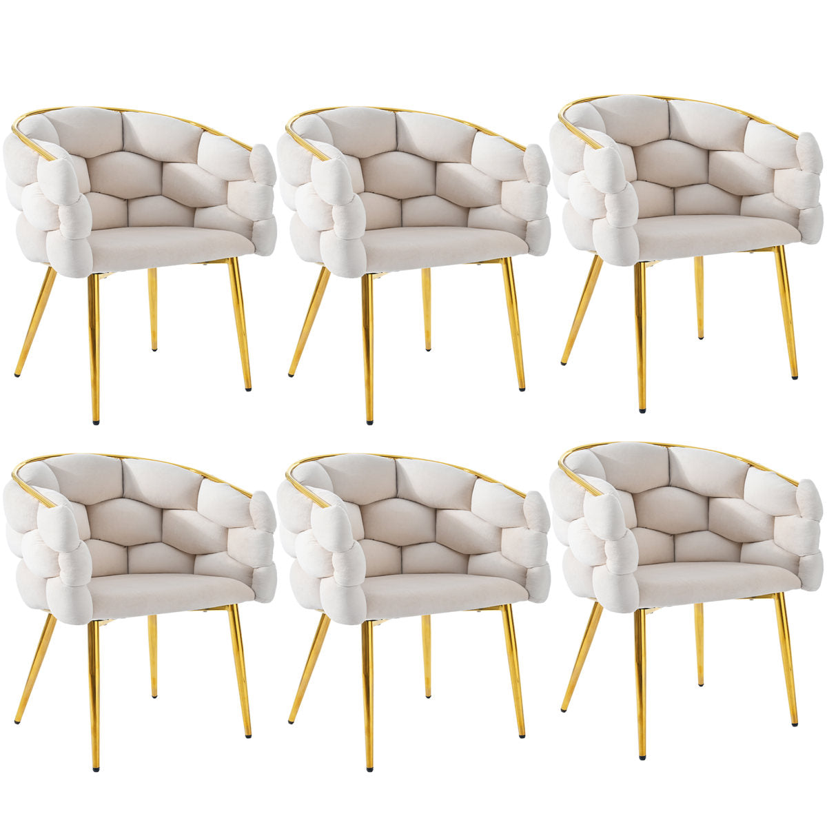 Luxury Velvet Chairs  6 Pieces , Living Room Chairs, Dining Chairs, Makeup Chairs, Modern Fashion Style Chairs, Gilded Iron Legs, Beige Chairs, Bubble Chairs, Ergonomic Chairs