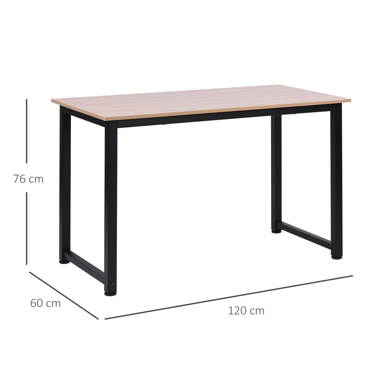 Computer Desk, Writing Table, 120 X 60 X 76cm Workstation For Home Office, Study With Metal Frame, Simple Assembly, Black