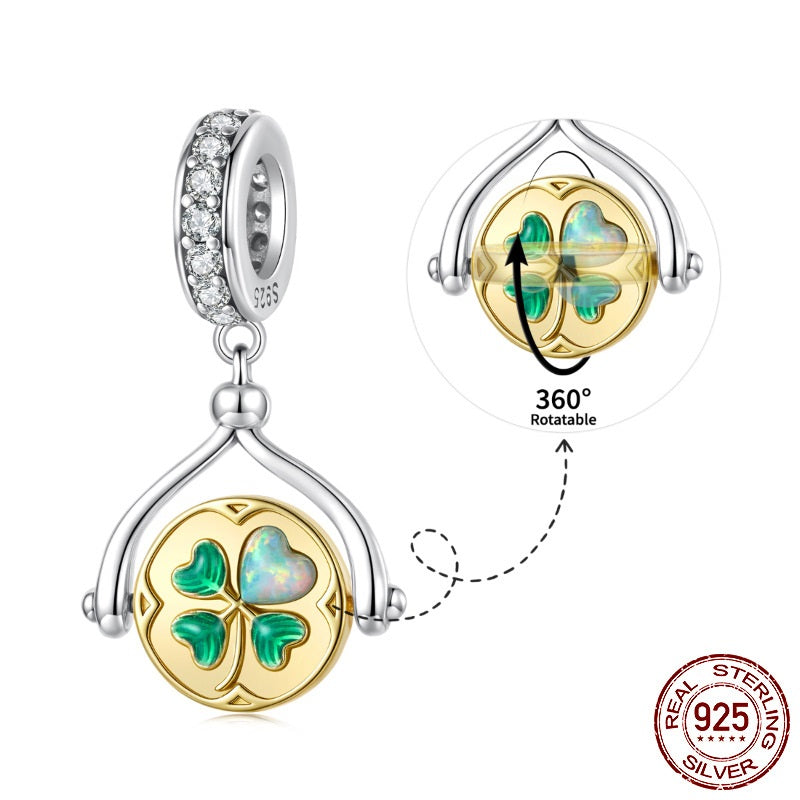 Diy Bead Accessories Lucky Rotating Card Pendant