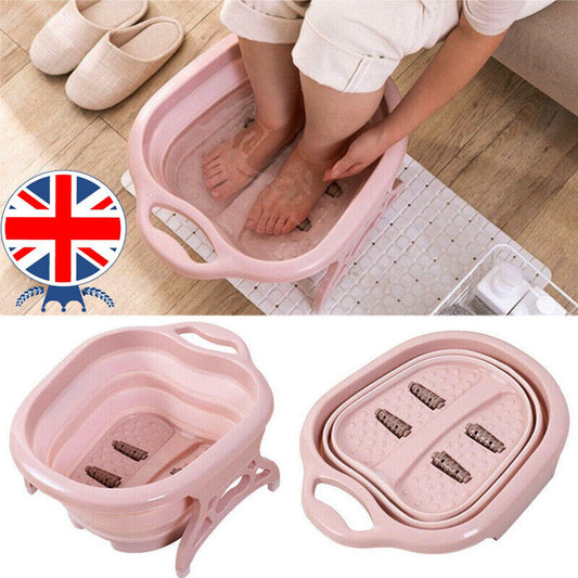 Foot Spa Pedicure Wet Bath Bubble Massage Bucket Feet Therapy Soothing Folding UK NEW