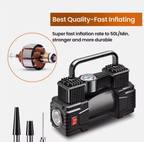 12V 150PSI Car Bicycle Motorcycle Electric Tire Inflator Air Pump Air Compressor Dual Cylinder Inflatable Tools With LED Light