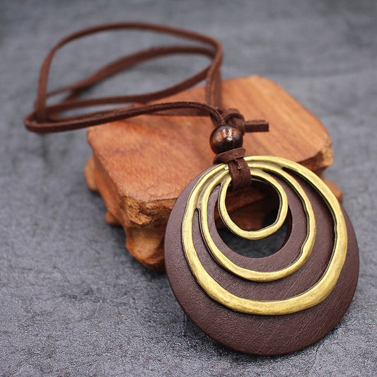 Bohemian-style Korean Fleece Alloy Round Three-Loop Necklace