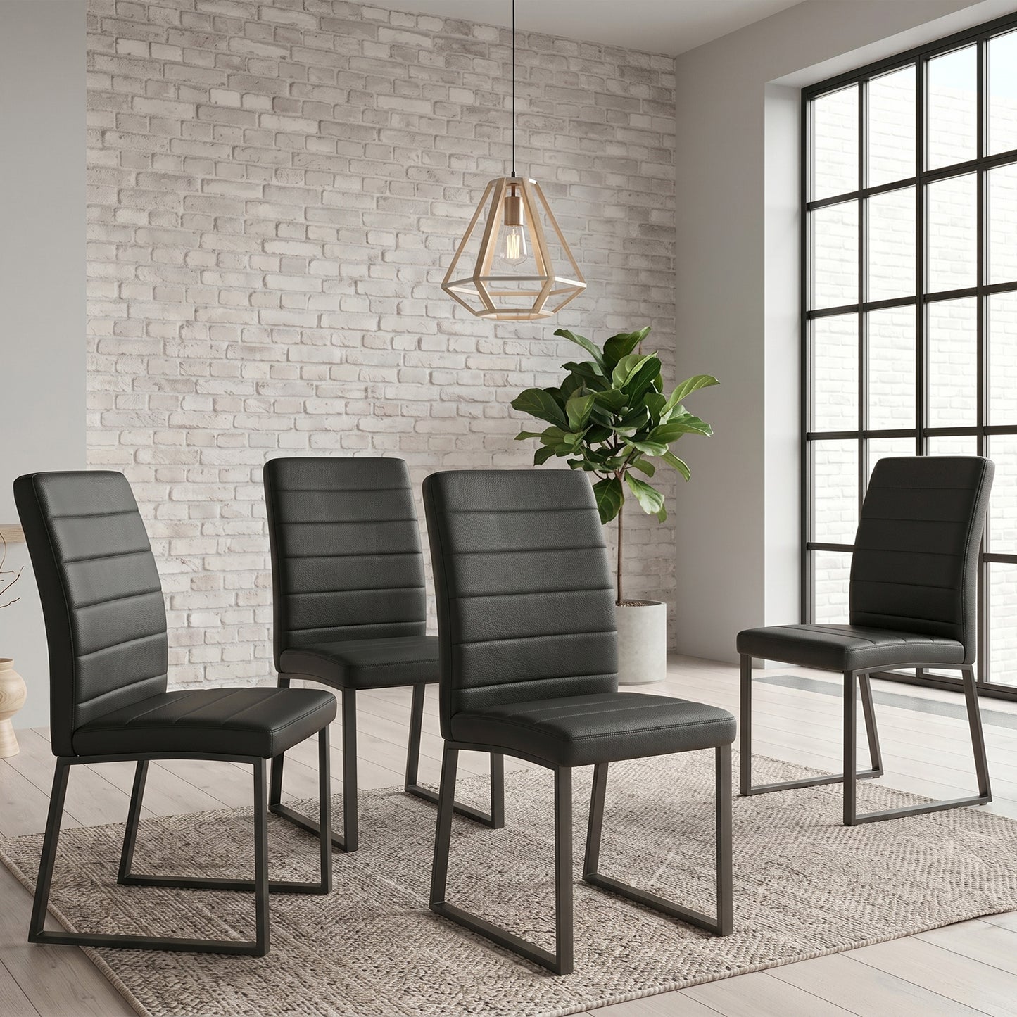 4-Pack - Premium PU Office Dining Chairs With High-density Foam, Sturdy Iron Legs  Spray Paint , Multiple Colors. Easy Assembly