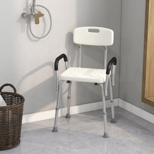 Shower Chair, Mobility Medical Grade Bath Chair, Adjustable Shower Bench With Removable Armrests For Seniors, Handicap, Disabled