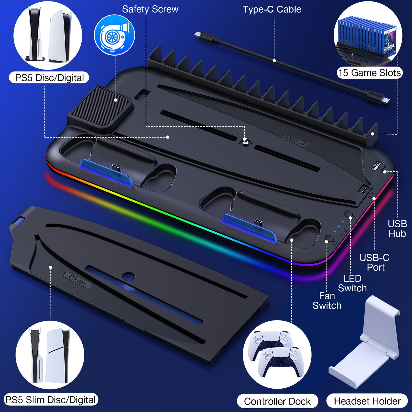 Slim Stand PS5 Controller Cooling Station